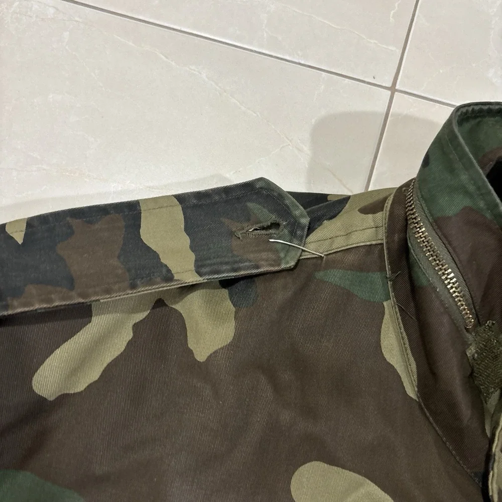Vintage Military 2 In 1 Jacket Parka Heavy Camo Large Woobie Vest 90s Coat